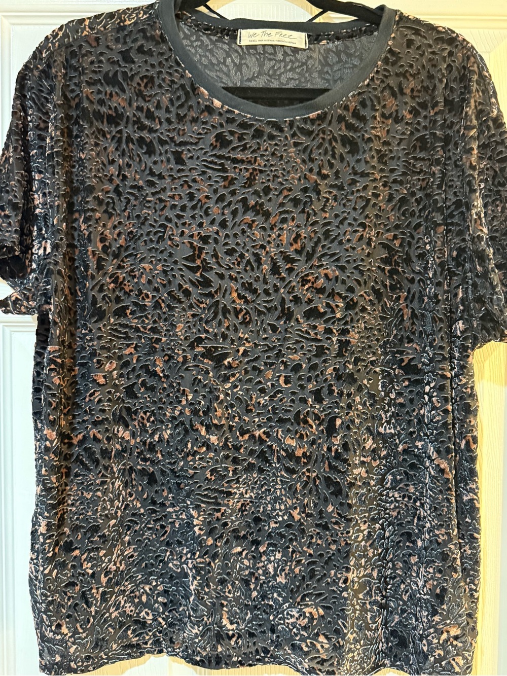 We The Free -Black Velvet detail oversized Short Sleeve Tee